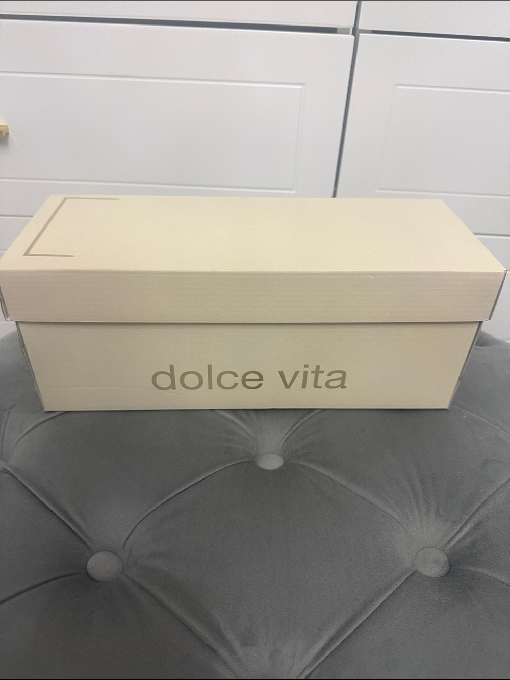 Dolce Vita Cream Shoe Box with Gold Logo